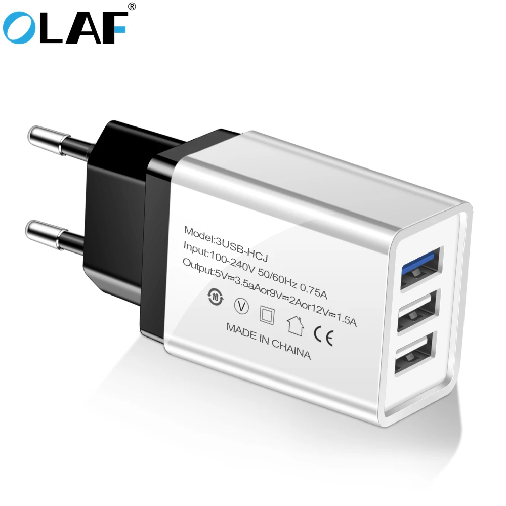 

OLAF USB Charger EU US Plug 3 Ports 18W 3.5A Quick Charge Mobile Phone Charger For iPhone Samsung Xiaomi Huawei Travel Charger