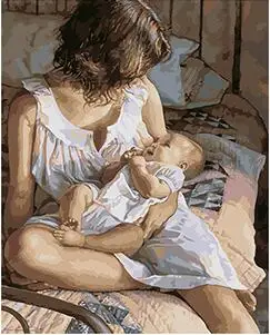 

MaHuaf-W800 Motherly love Mother child painting DIY oil coloring by numbers wall picture for the living room home decor