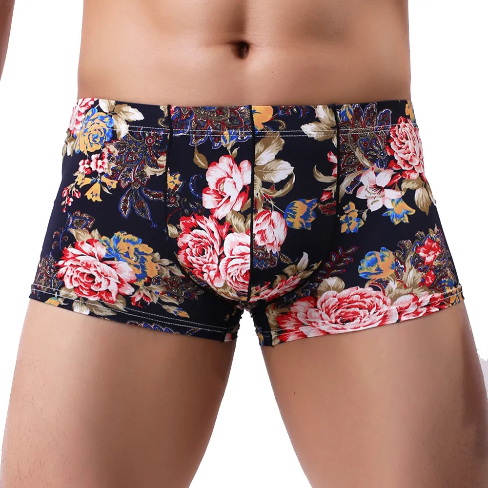 FeiTong Boxer Men Cueca Patchwork Print Boxer Shorts Bulge Pouch Underpants Gay Clothing Mens Underwear Boxers Brand