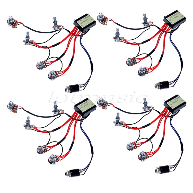 Бас предварительно смонтированный монтажный жгут Комплект 250K Горшки 2 объема 1 тон на запчасти для бас-гитары