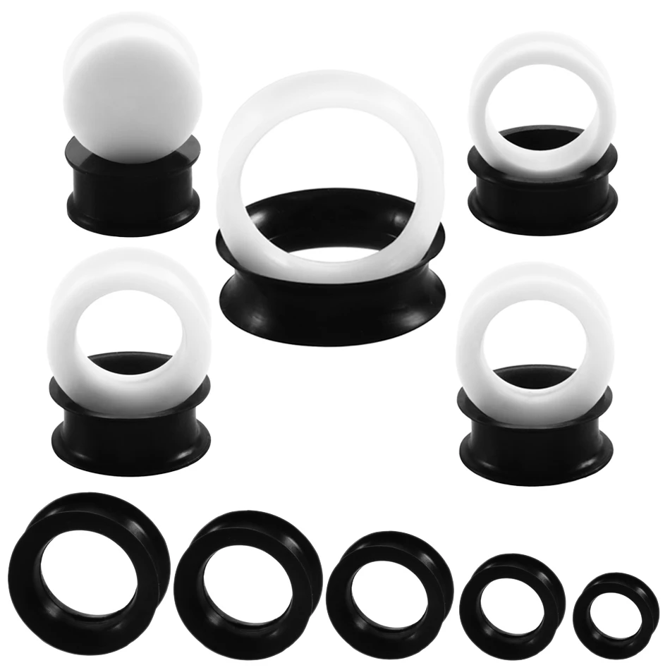 

2Pairs/lot Silicone Ear Plugs and Tunnels Ear Piercings Ear Gauge Ear Stretcher Expanders Lobe Earlets Body Jewelry Piercings
