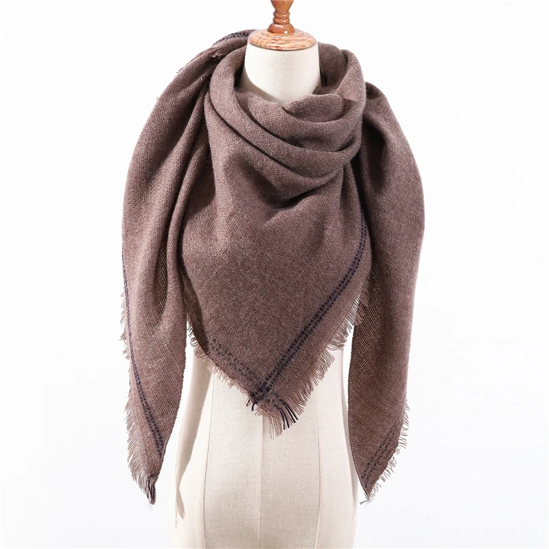 

design 2019 new winter scarf knitted warm neck cashmere scarves lady pashmina shawls wraps foulard female luxury band bandana
