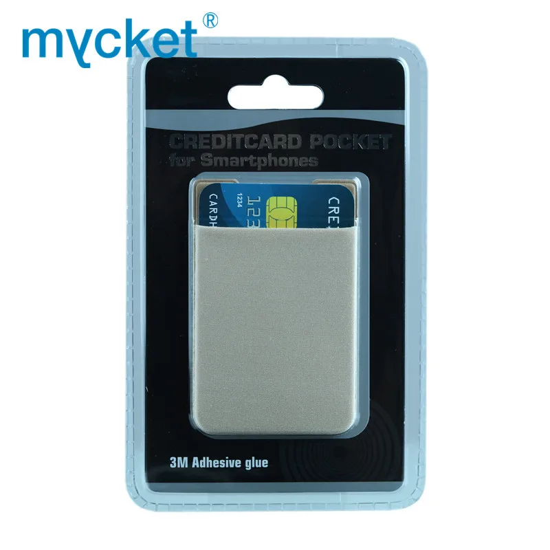 

MYCKET Colorful Elastic Lycra Cell Phone Wallet Case Credit ID Card Holder Pocket Stick On 3M Adhesive with Blister Card