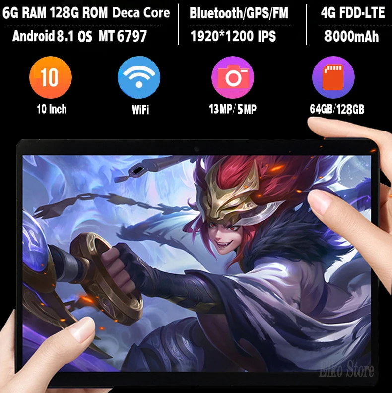 DHL супер закаленная 2.5D glass10-дюймовый планшет Deca Core 6 Гб ram 128 Гб rom 4G LTE Android 8,1 WiFi 1920*1200 ips A-GPS+ подарки
