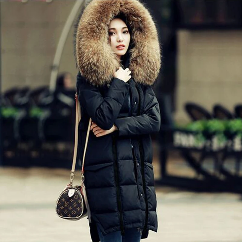 

Large Real Raccoon Fur 2019 winter jacket women white duck down coat parka thickening Female Warm Clothes High Quality