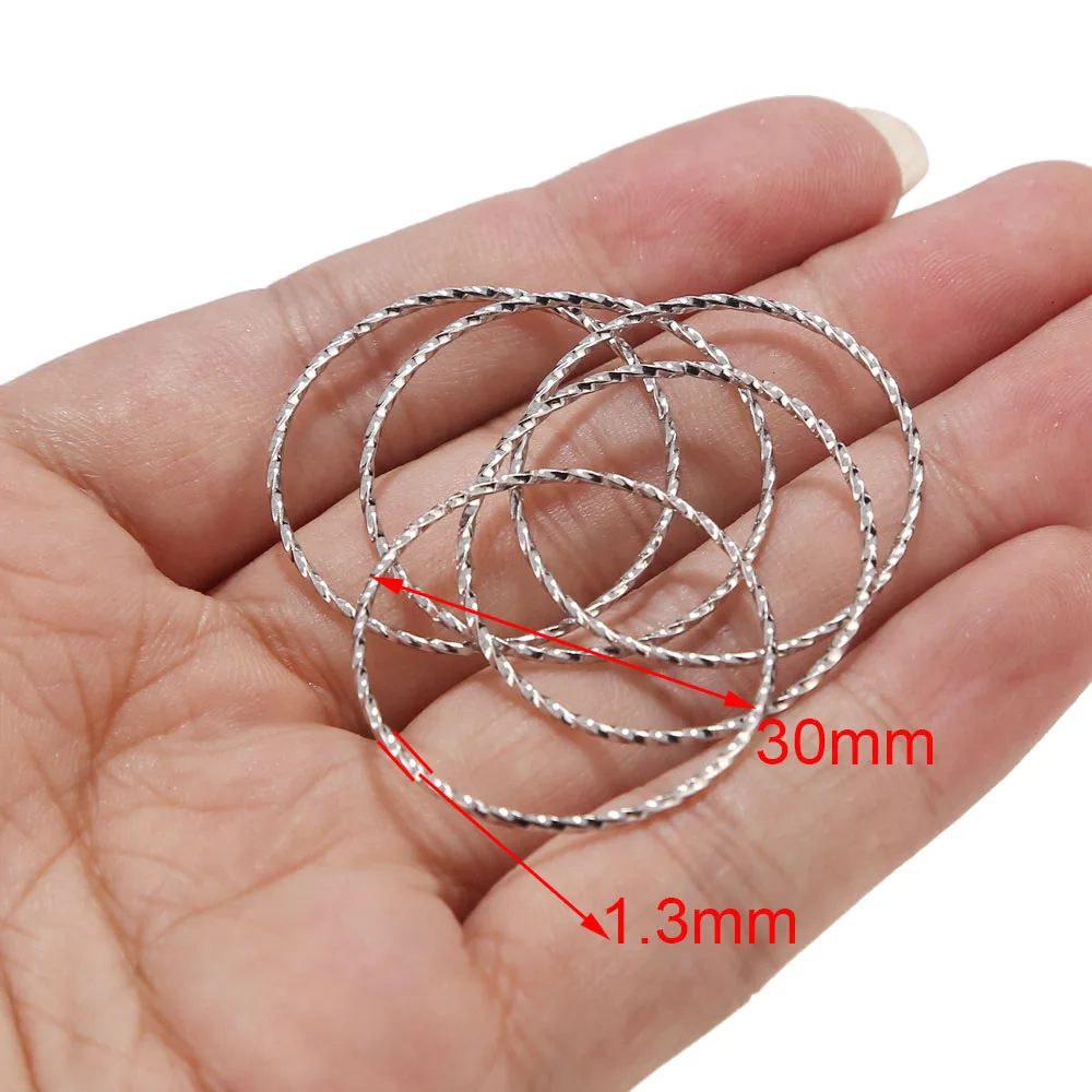 10pcs Silver Tone Link Rings 30mm/50mm Stainless Steel Round Closed Dangle Circle O Ring Charm Connectors