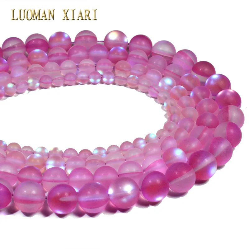 

Wholesale Rose Red Austria Crystal Glitter Synthesis Moon Stone Beads For Jewelry Making DIY Bracelet Necklace 6/8/10/12 mm