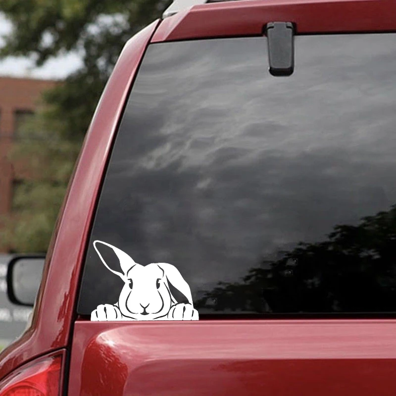 15*11 см Peeking Bunny милый кролик Виниловая наклейка для помещений и улицы автомобильные аксессуары виниловые наклейки для украшения автомобиля