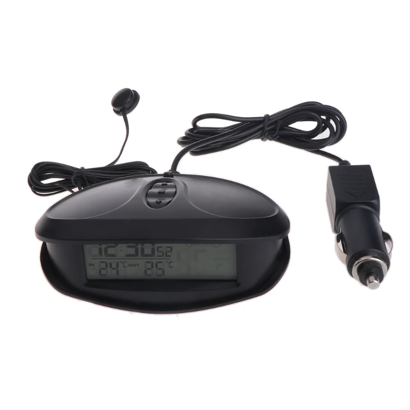 

Digital Car In & Outdoor Thermometer Voltmeter Time Clock Alarm Backlight EC98