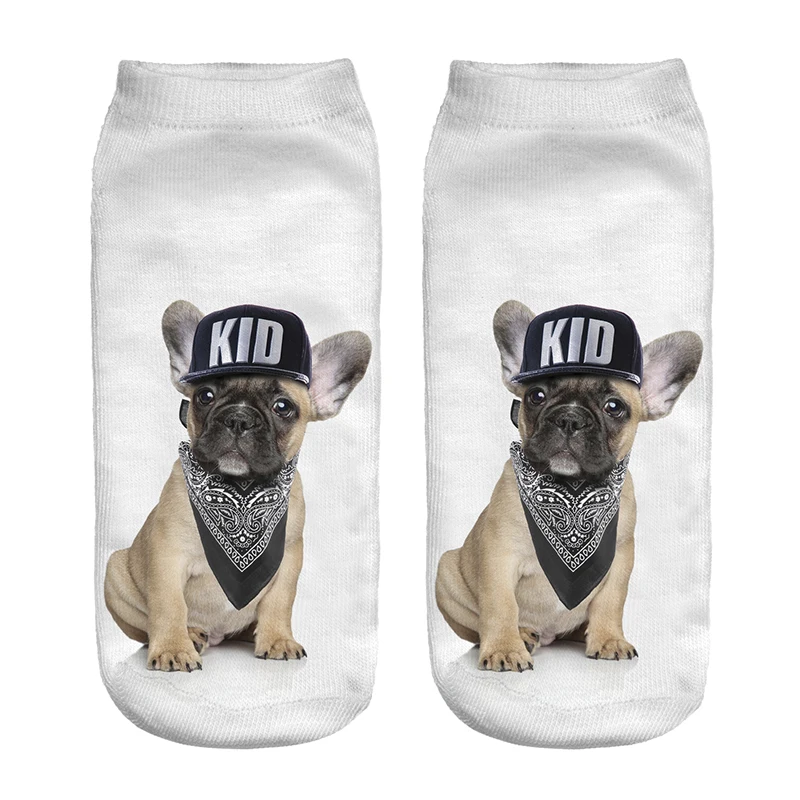 Dog Print Socks Promotion-Shop For Promotional Dog Print Socks On 1 Pair 3D Lovely Pugs Dogs Printed Socks Men New Unisex Cute Low Cut Ankle Sock Casual Charactor Sock Free Shipping - Dog Print Socks Promotion-Shop For Promotional Dog Print Socks On
