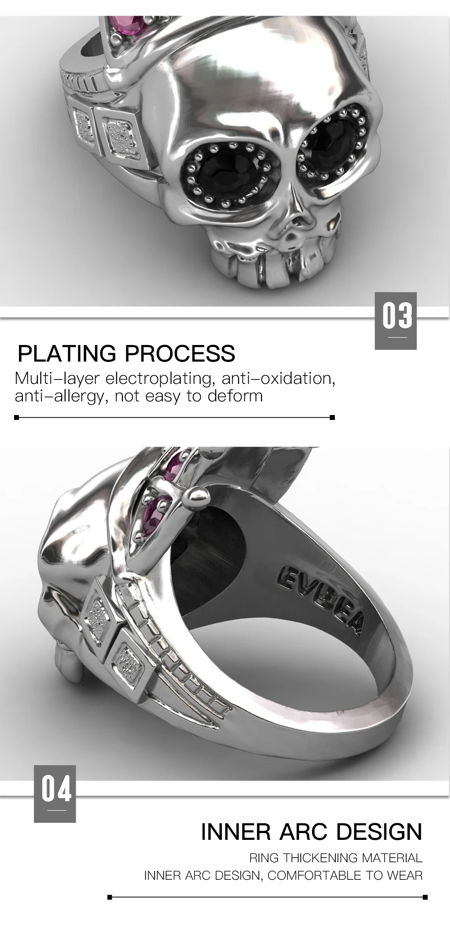SEDEX кольцо с розовой короной и черепом, высокое качество, модное байкерское кольцо с черепом, мужские ювелирные изделия, дизайн