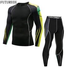 Compressed shirt tactics MMA rashgard union suit 2017 men’s long-sleeved + men’s tight trousers quick-drying workout clothes