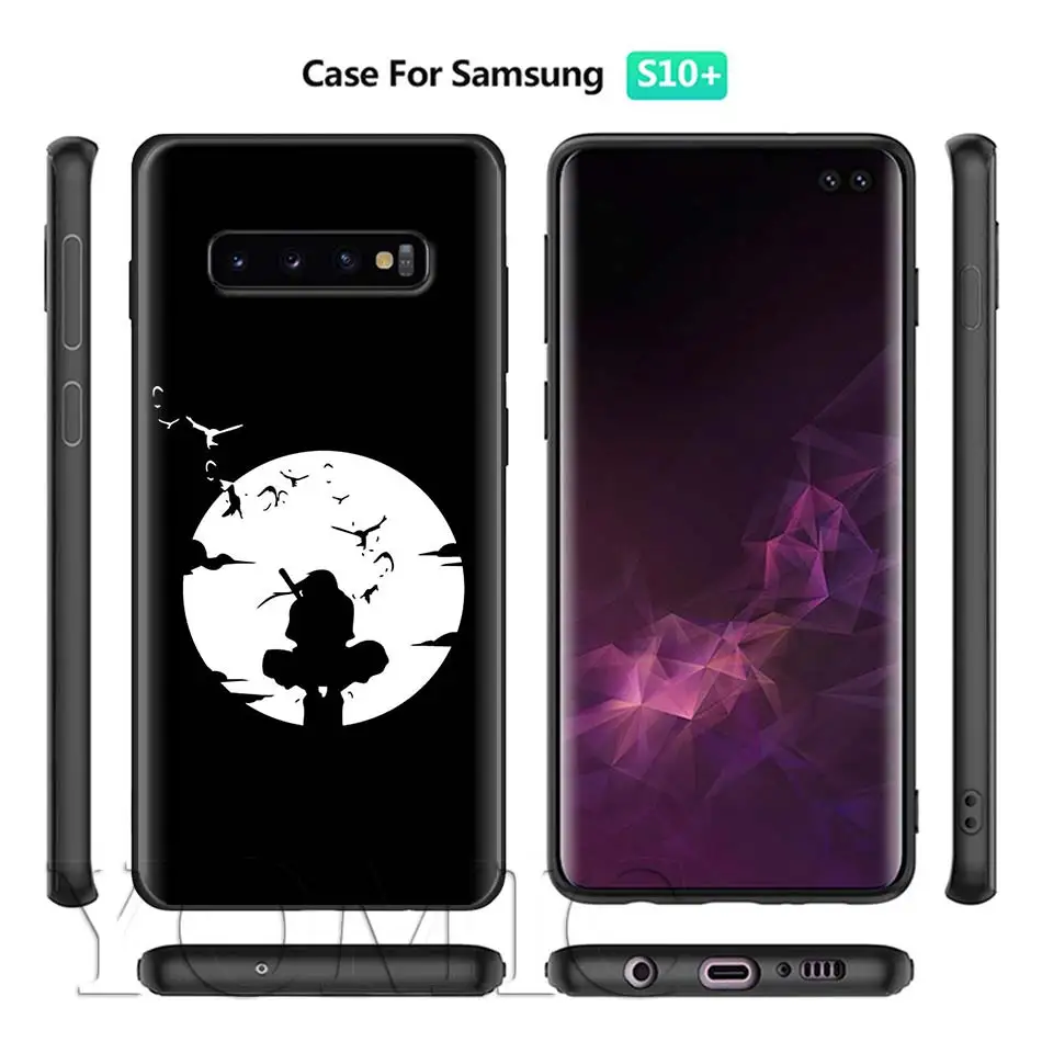 Наруто Аниме черный фон черный силиконовый чехол для samsung Galaxy S10 S10e S8 S9 Plus S7 A40 A50 A70 Note 8 9 мягкий чехол