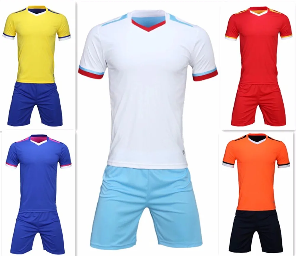 New men' plain soccer sets men football jerseys and shorts adult running sets futebol kits customized any color logos sportswear