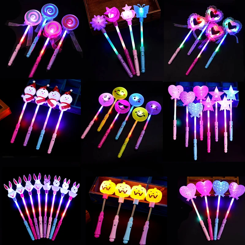 

Creative LED Luminous Glow Stick Night Colorful Light Lamp Flash Cartoon Party Decoration Projection Toys Gifts For Children Kid