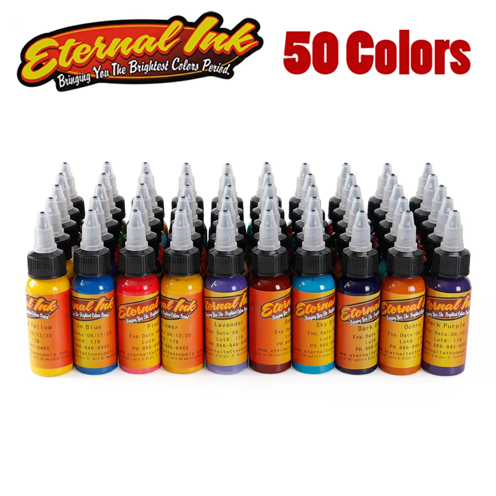 

new design Professional Tattoo Eternal Tattoo Ink Set 50 Colors Complete Set 1oz permanent makeup pigment paint for tattoo