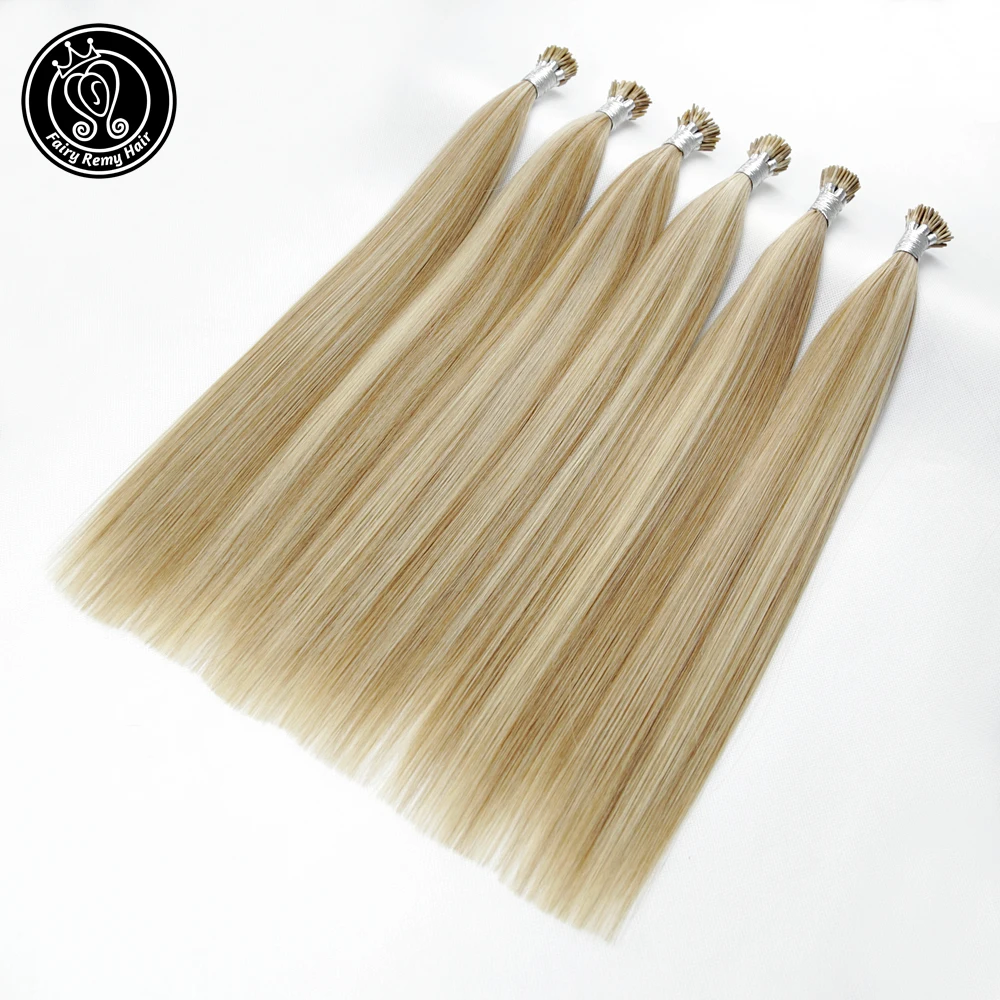 Stick I Tip extensiones de cabello humano caliente de fusión de la cutícula completa pelo europeo Piano Color P8/16/60 de hadas pelo Remy 0,8 g/s 16 \