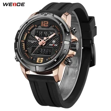 WEIDE New Arrival Luxury Casual Calendar Chronograph Analog LCD Digital Silicone Strap band Quartz Water Resistant Wrist watch weide wh1107 sports man s rubber band quartz analog digital waterproof wrist watch black