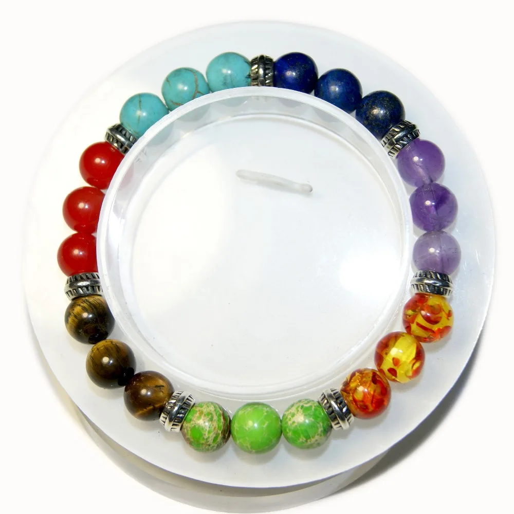 

2017 New 1 Pz Mens Womens 7 Chakra Bracelet Bracelets Mixed Color Crystal Stone Chakra Healing Mala Bracelet Jewelry Of Praying