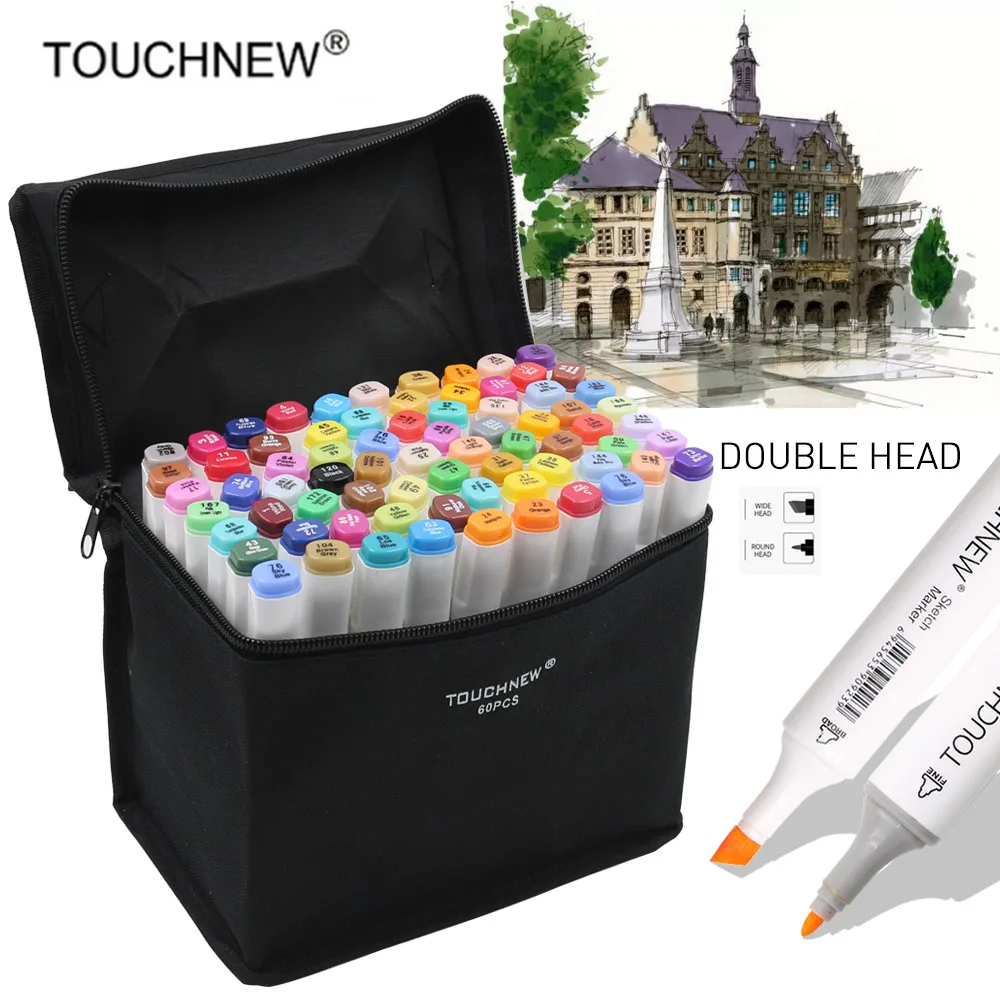 

TOUCHNEW 30 Color Sketch Markers Pen Oily Alcoholic Painting Manga Dual Headed Art Marker Set Stationery Pen For School Drawing