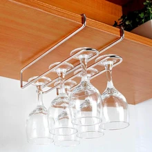 Нержавеющая сталь 2 ряда подстаканник винный стеклянный подвесной стеллаж под шкаф вешалка под шкаф подстаканник