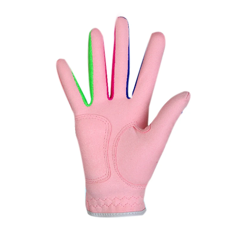 PGM 1 пара, детские перчатки для гольфа, для спорта на открытом воздухе, ткань розового цвета, противоскользящая, дышащая, ткань из сверхтонкого волокна, 2 цвета, перчатки для гольфа