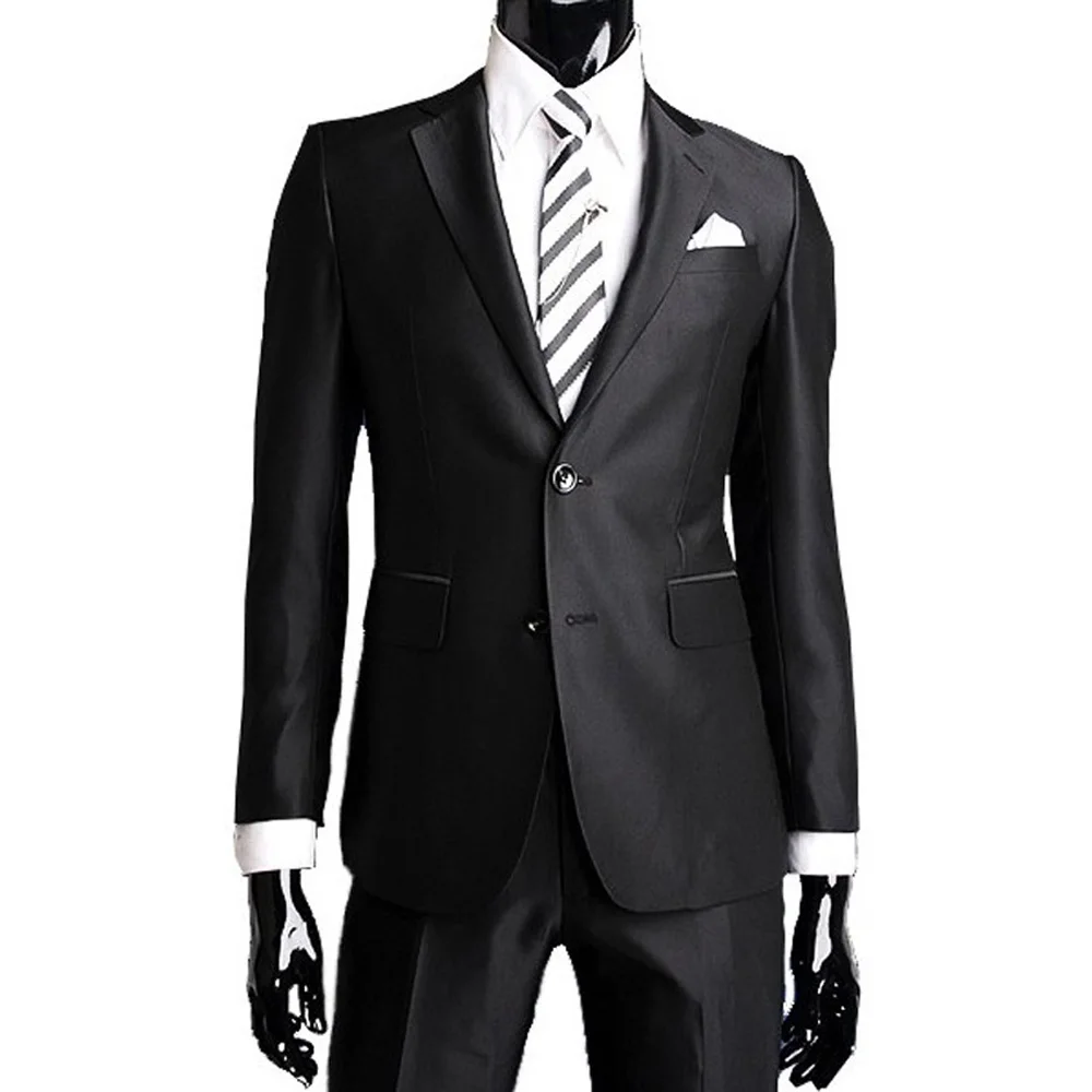 (Jacket+Pants+Tie) Elegant Men Suits Slim Fit Custom Business Formal