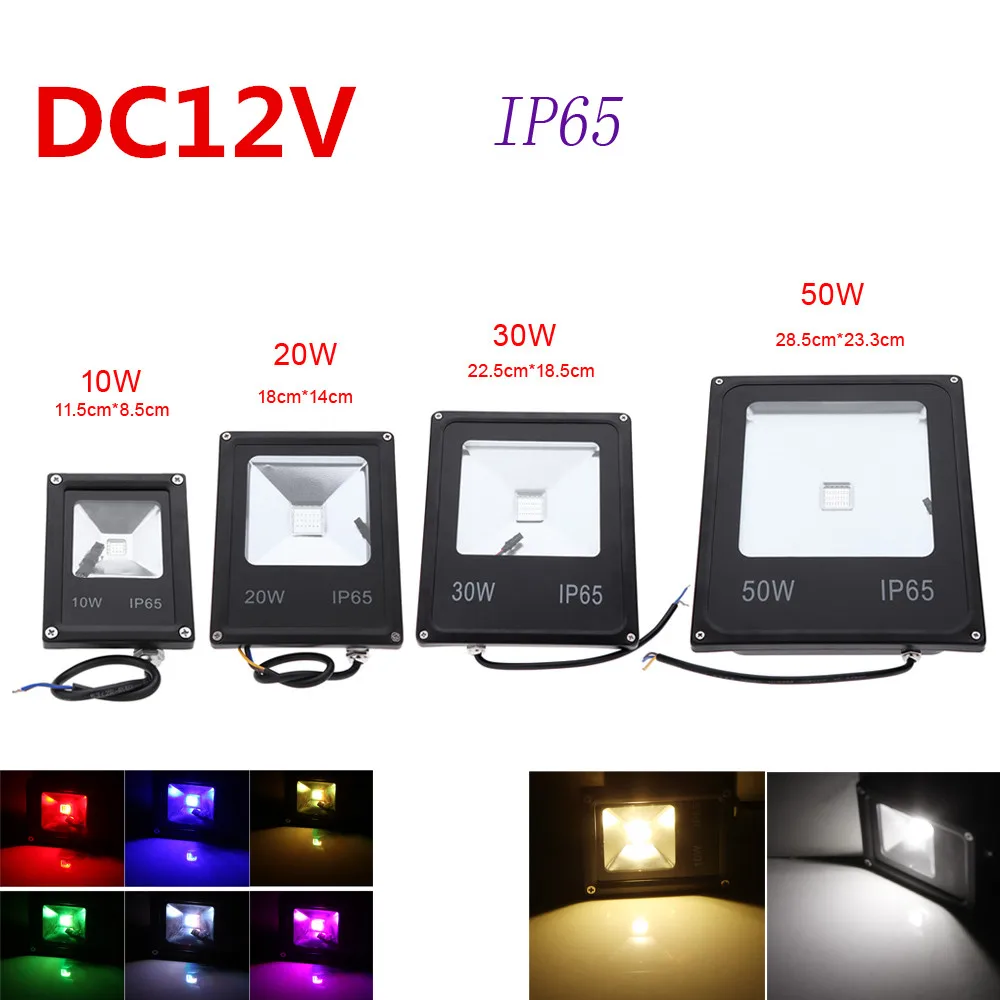 

10pcs/lot DC12V DHL FEDEX RGB led flood light 10W 20W 30W 50W Waterproof Floodlights reflector outdoor lamp led bulbs