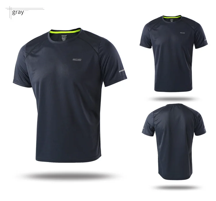 ARSUXEO летние мужские рубашки для бега с короткими рукавами, Спортивные Джерси, тренировочный тренажерный зал, Кроссфит фитнес, сухая посадка, футболка, одежда, t1602