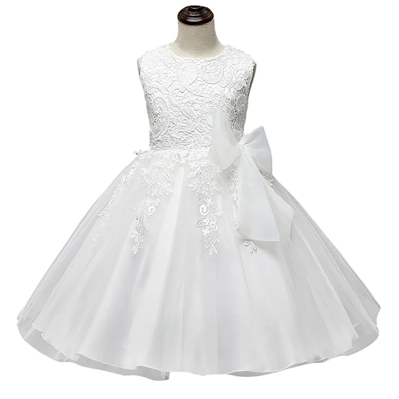 

Princess Knee Length Girls Lace Dresses 2019 Costume Dress Big Ball Tulle Flower Girl Dress Birthday Party Gown