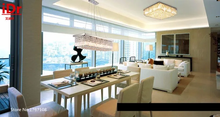 Lustre de Cristal Moderno para Sala de Jantar Comprimento Novo Retângulo Pingente Cristal Luminária 1500mm 2 Cheap Lustres