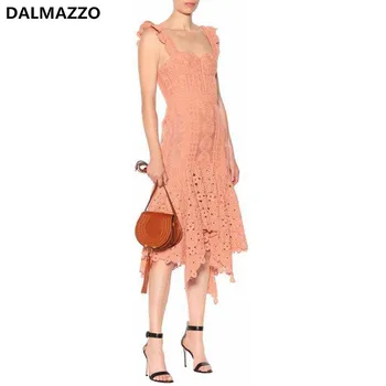 

Womans Runway Beach Holiday Long Dresses 2019 Summer Designer Women Pink Spaghetti Strap Strapless Slim Fish tail Long Dress