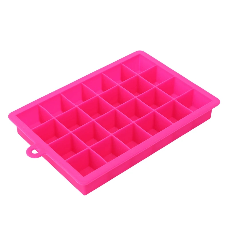 Новое высокое качество форма для льда 24 Сетка Квадратная форма формы для льда большой лед Силиконовая форма для льда Кубики DIY формы для мороженого Аксессуары для кухни - Цвет: Pink