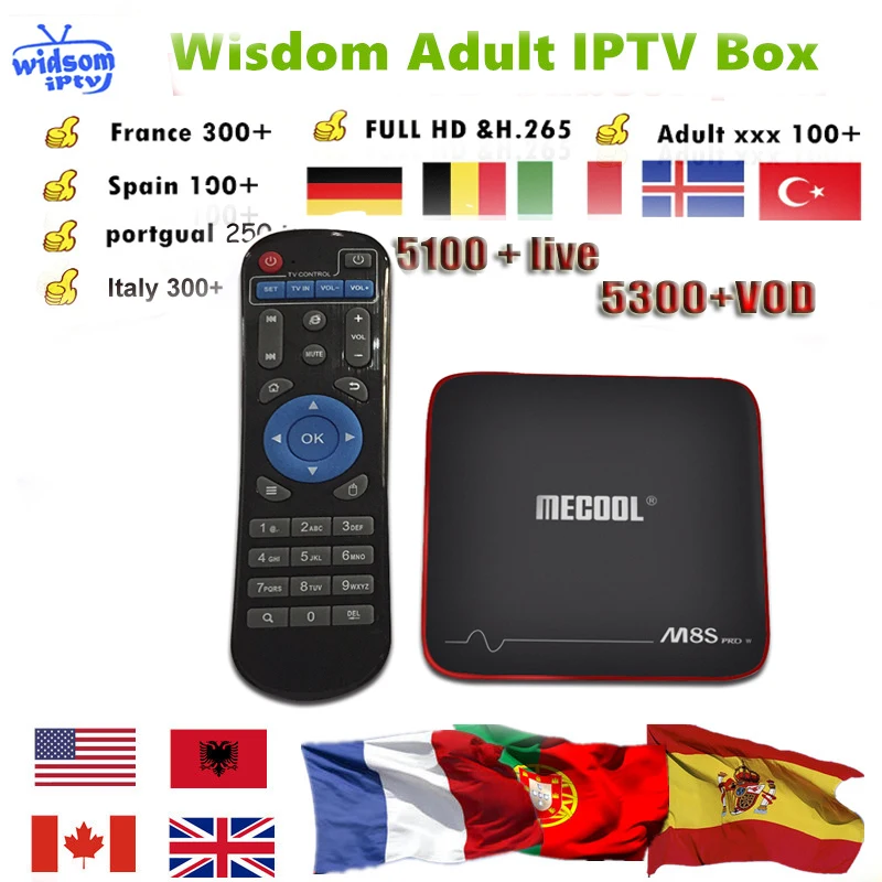 

Mecool M8s Pro android + 1 Year French IPTV Spain Portugal Italia Arabic IPTV Dutch IPTV Subscription France UK Support