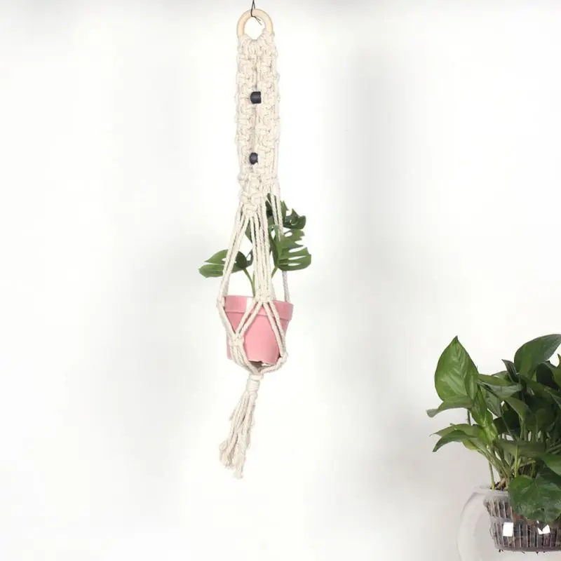 Exquisite Bohemian Tapestry Hanging Basket Pendant Cotton Simple Wall Decoration Flower Pot Mesh Restaurant Bar | Дом и сад
