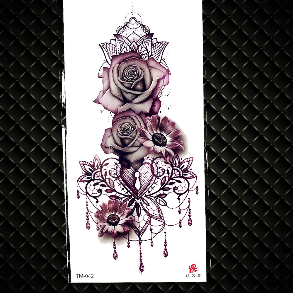 Sexy Flower Rose Lace Temporary Tattoos Sticker For Women Fake Girls  Waterproof Tattoo Paper Body Arm Art Tatoos Chains Jewelry|Temporary Tattoos|  - AliExpress