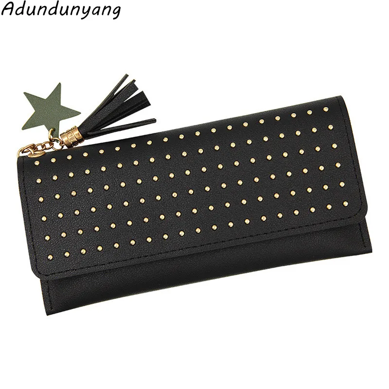 

New rivet long women clutch bag multi-function large capacity fashion buckle female long wallet card holder