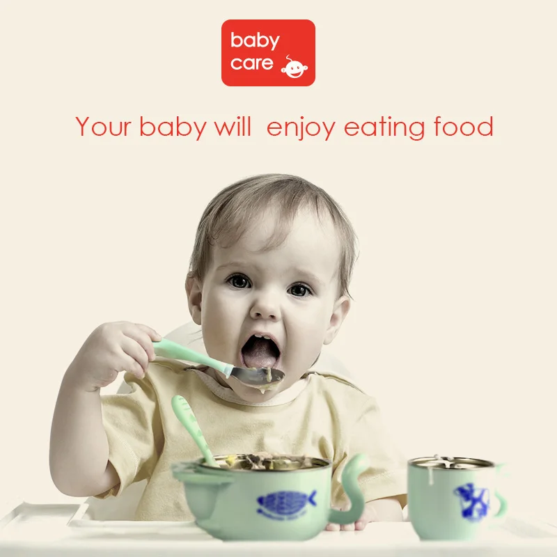 BabyCare 5pcs/sets baby newborn food Dinnerware Set baby stainless steel bowl Spoon cup fork Tableware set kids Food Container BabyCare 5pcs/sets baby newborn food Dinnerware Set baby stainless steel bowl Spoon cup fork Tableware set kids Food Container