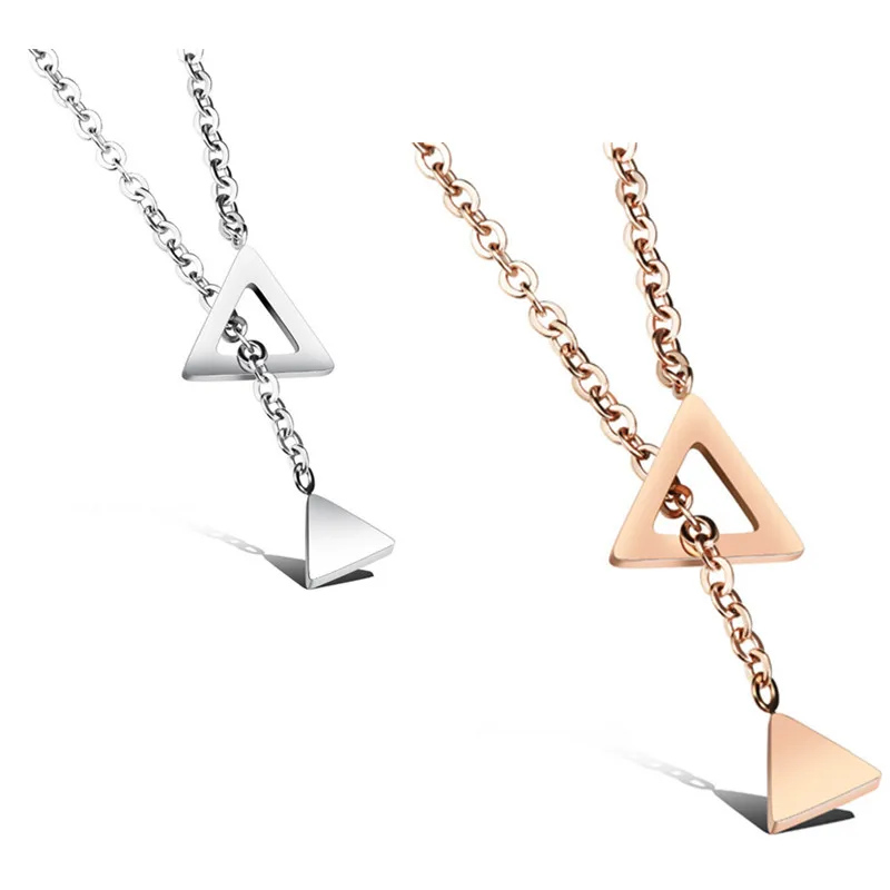 2017 Spring Rose Gold color Necklace With Triangle Pendant Sexy Design of Womean Festival Gift Wholesale High quality | Украшения и