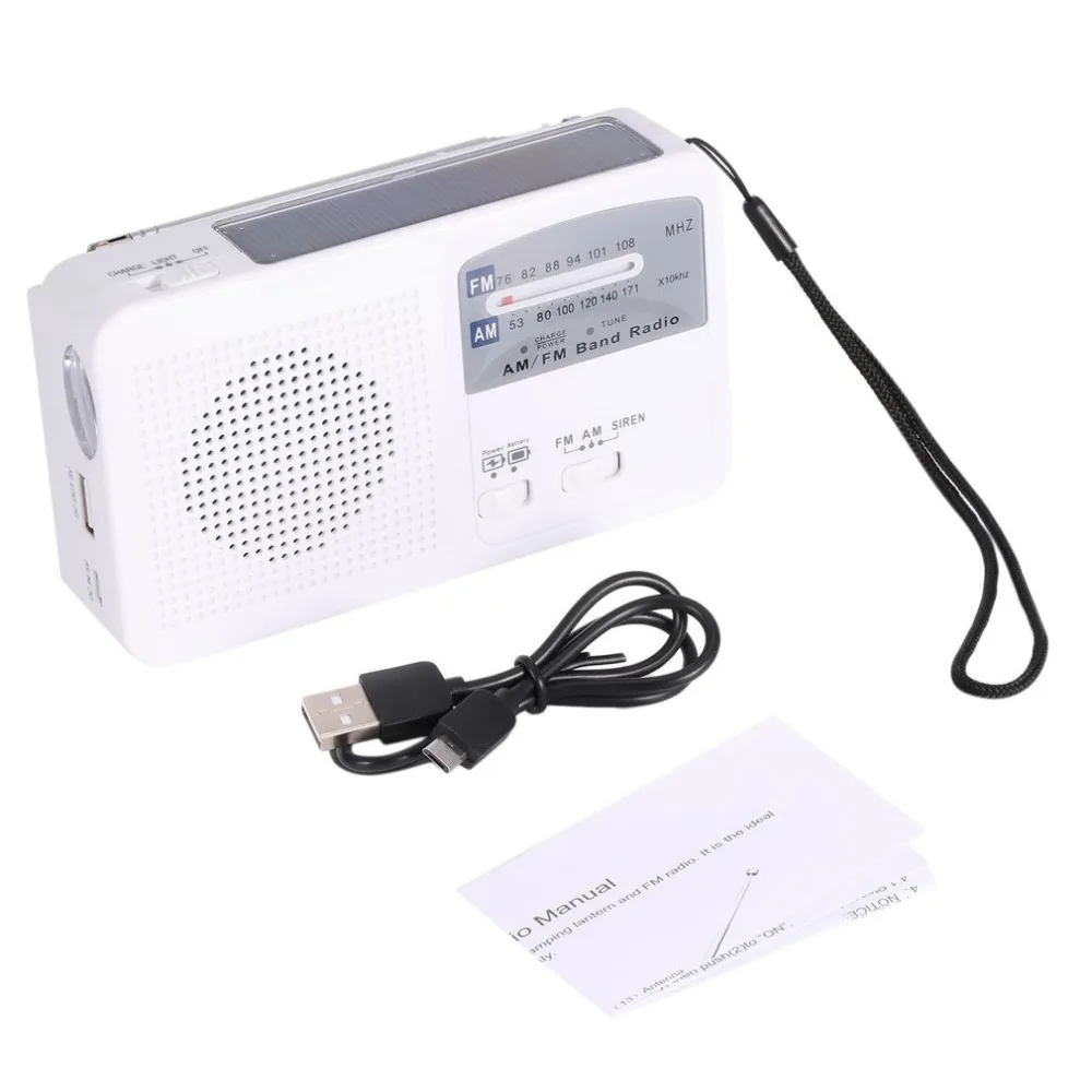 

Multifunctional Solar/Dynamo/AAA Battery Powered AM/FM Radio with Emergency LED Flashlight & Siren Support Mobile Charge
