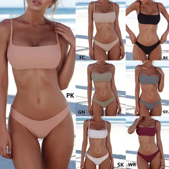 

2020 New Sexy Push Up Unpadded Brazilian Bikini Set Women Vintage Swimwear Swimsuit Beach Suit Biquini bathing suits