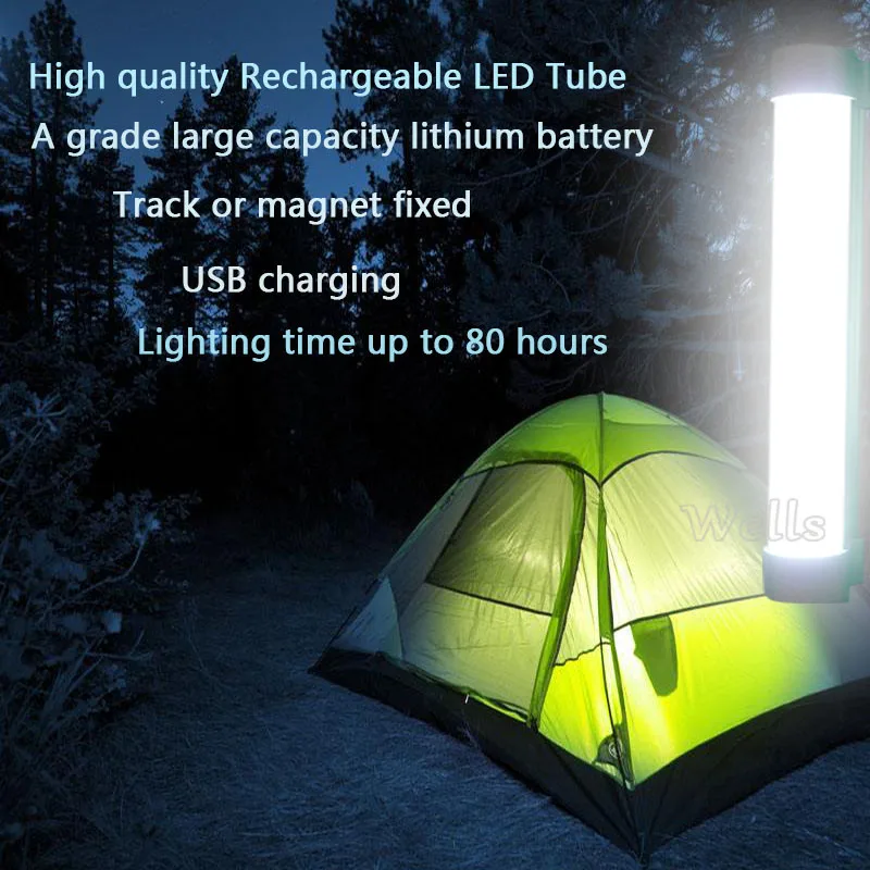 High quality 7W Rechargeable LED Tube Wireless multi-function Emergency lights for Indoor /led camping lamp