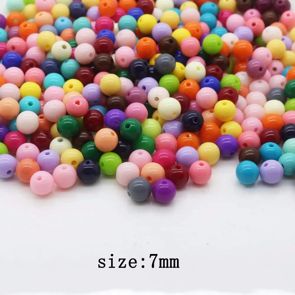 7mm round Color 100pcs Cheap Hot Acrylic Beads Fits for Handmade DIY Necklace Bracelet Jewelry Making Wholesale Hole: 1mm | Украшения и