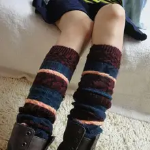 Для женщин s гетры полосатые гетры пэчворк Носки акриловых волокон Для женщин девочек в полоску гетры зимние сапоги до колена спортивные носки