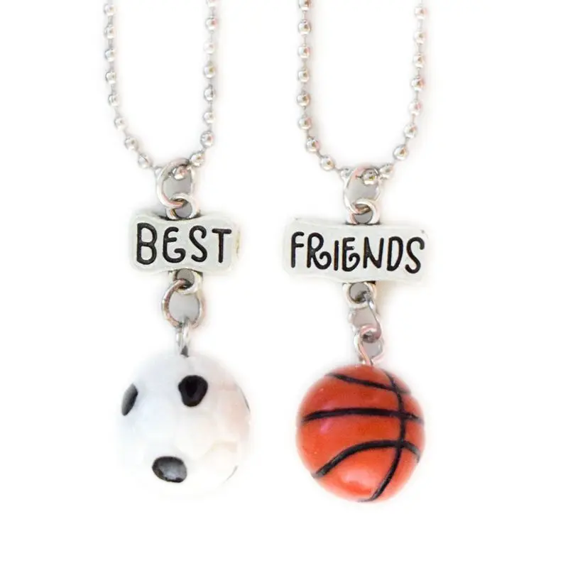 Simulation 3D Football Basketball bff Pendant Necklace Children Best Friends Couple Boys Friendship Jewelry Birthday Gift | Украшения и