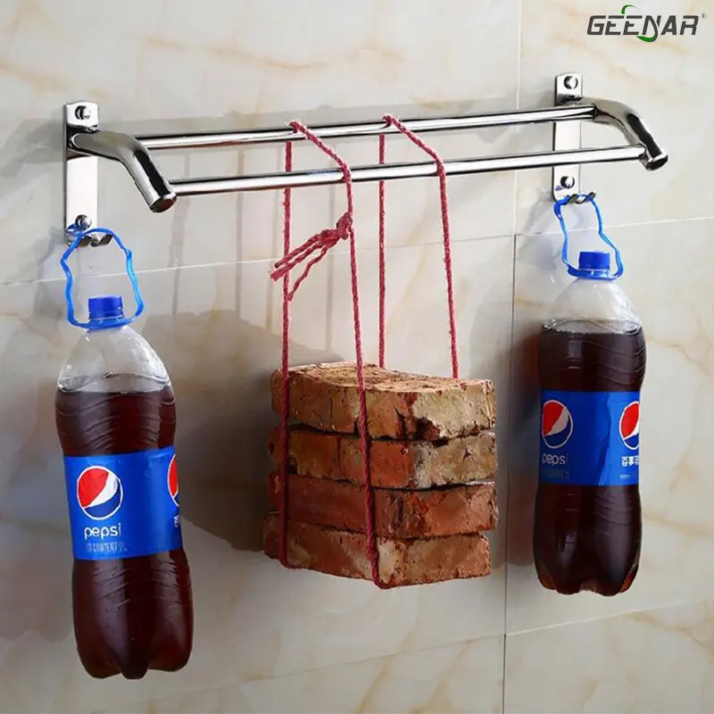 Towel bar, stainless steel folding double bar toilet toilet towel rack