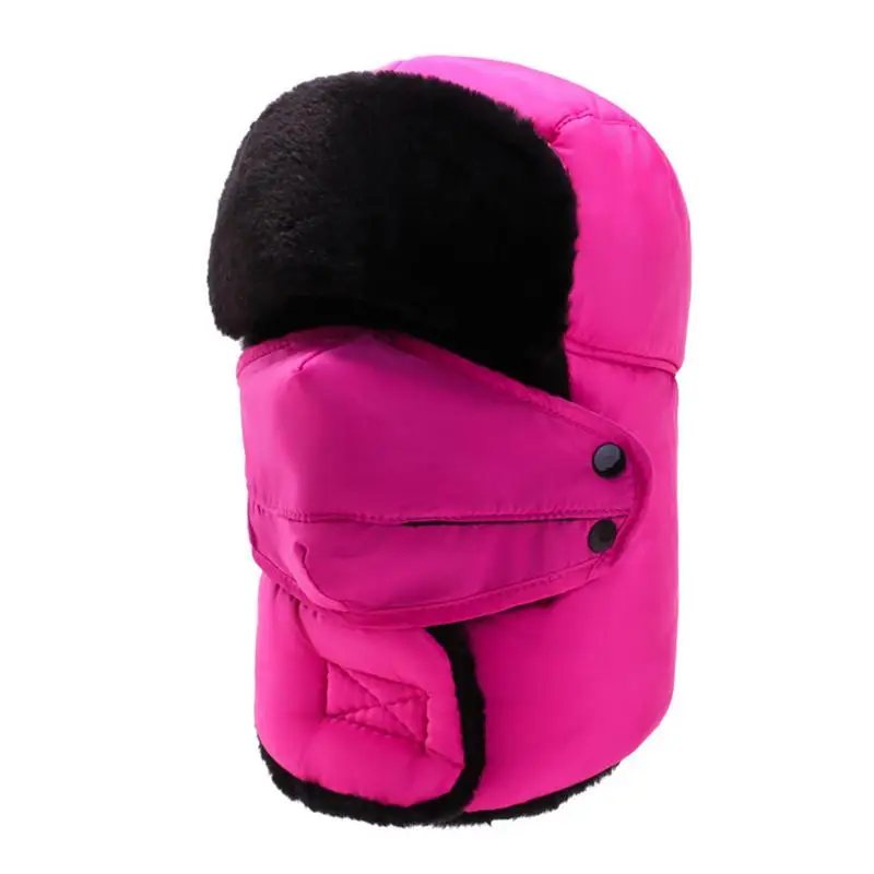 MISS M Зимние теплые шапки-ушанки, шарф для мужчин и женщин, теплая шапка-ушанка, лыжная шапка для снежной погоды, шапка с лицом Mack - Цвет: Hot Pink
