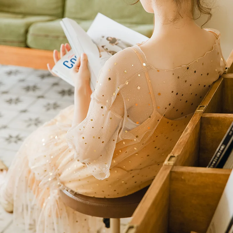 

New Arrival Summer Two Piece Sweet Women Lace Dresses Mesh Dress Long Sexy Party Dress Women's Clothing Vestidos