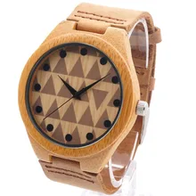 BOBO de AVES de Alta Calidad de Bambú de la Marca Reloj de Los Hombres Relojes Con Banda de Cuero Genuino del Zurriago de Lujo de madera reloj De Madera