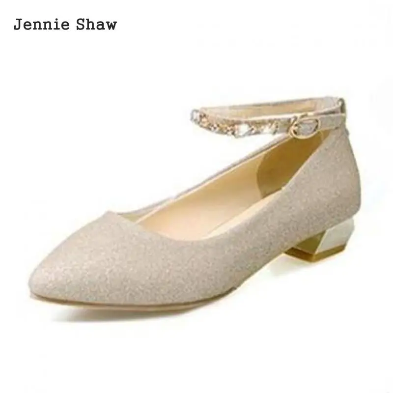 

Bridesmaid Low Heel Shallow Silver Gold Ladies Wedding Buckle Pointed Shoes Women Sys-1645